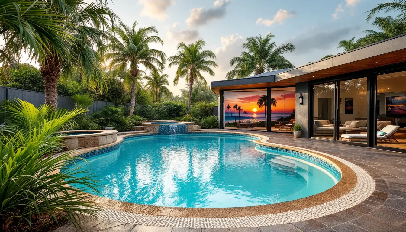 A beautiful fiberglass pool showcasing the work of local pool builders in Marion County, Florida.