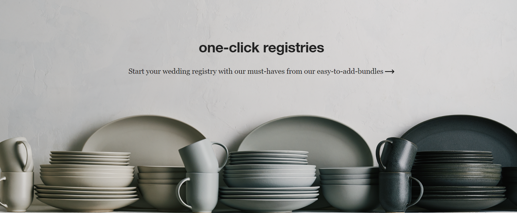 One-lick registries on Crate And Barrel wedding page.