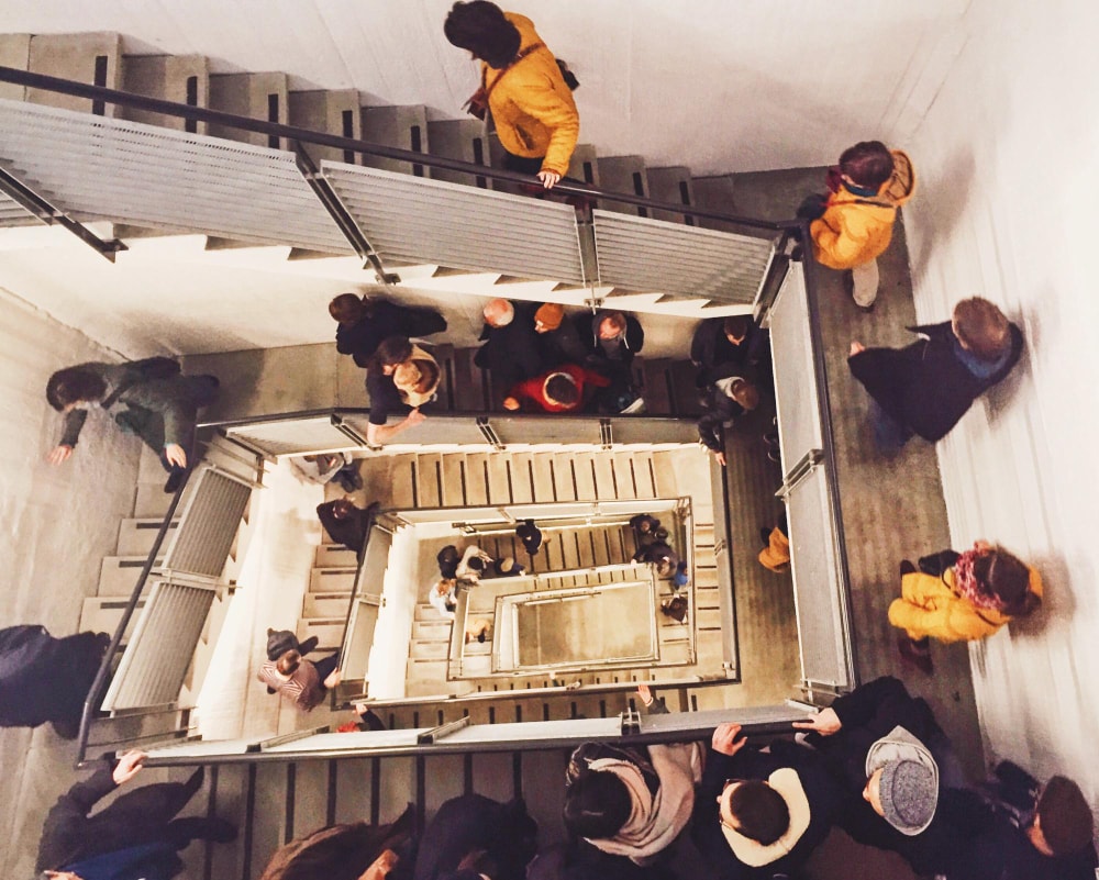 High angle view of an educational institution that's dealing with an emergency situation with reliable communication.