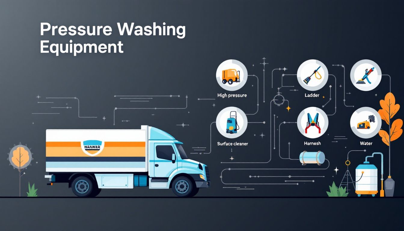 Essential equipment used in a pressure washing business.