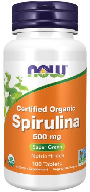 Spirulina em cápsulas da Now Foods. Fonte da imagem: site oficial da marca.