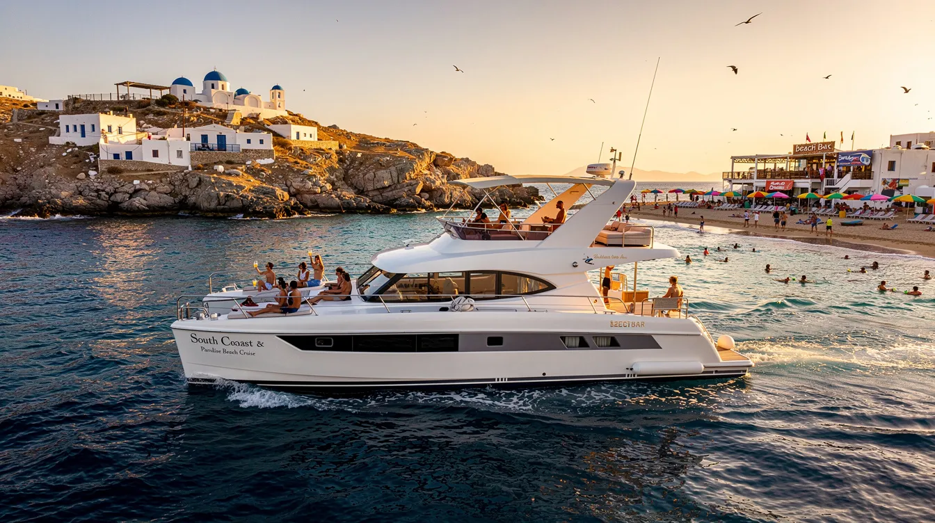 Um cruzeiro pela costa sul de Mykonos, na Grécia, revela praias paradisíacas com águas cristalinas e areia dourada, rodeadas por uma paisagem deslumbrante. O cenário é perfeito para quem busca aventura e relaxamento em um dos destinos mais belos do mundo.