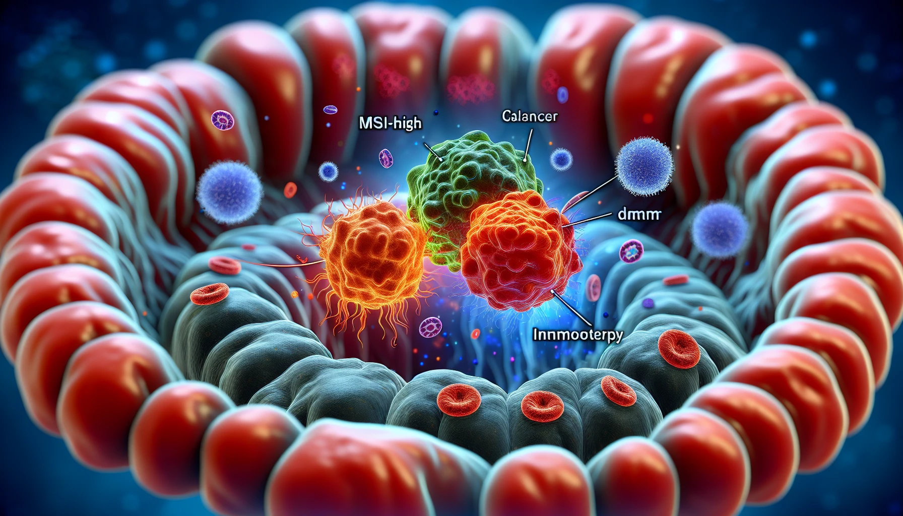 Illustration of MSI-High and dMMR biomarkers in colon cancer