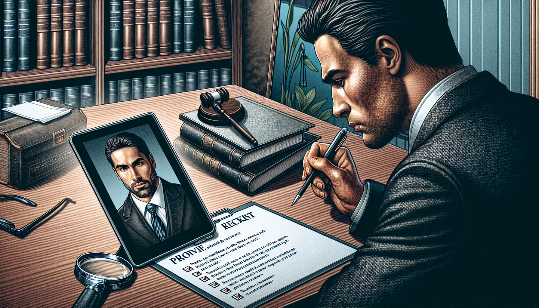 An illustration depicting the evaluation of a lawyer's experience and expertise.