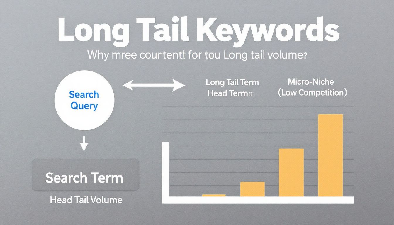 Eine Erklärung von Long Tail Keywords, die die Bedeutung und Anwendung in der SEO verdeutlicht.