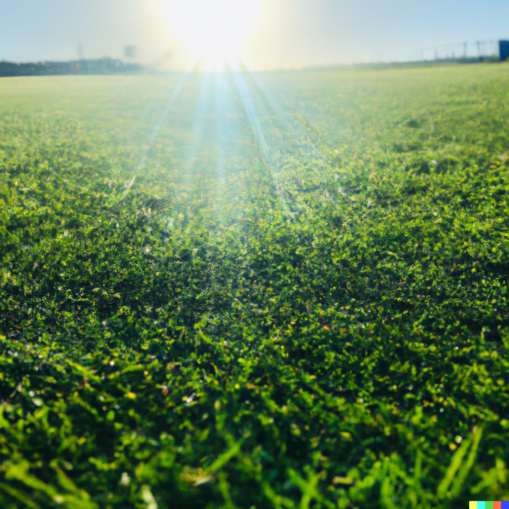 lawn with sunlight shining 