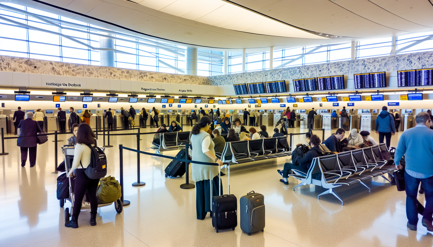 Emirates check-in counters at JFK Terminal 4