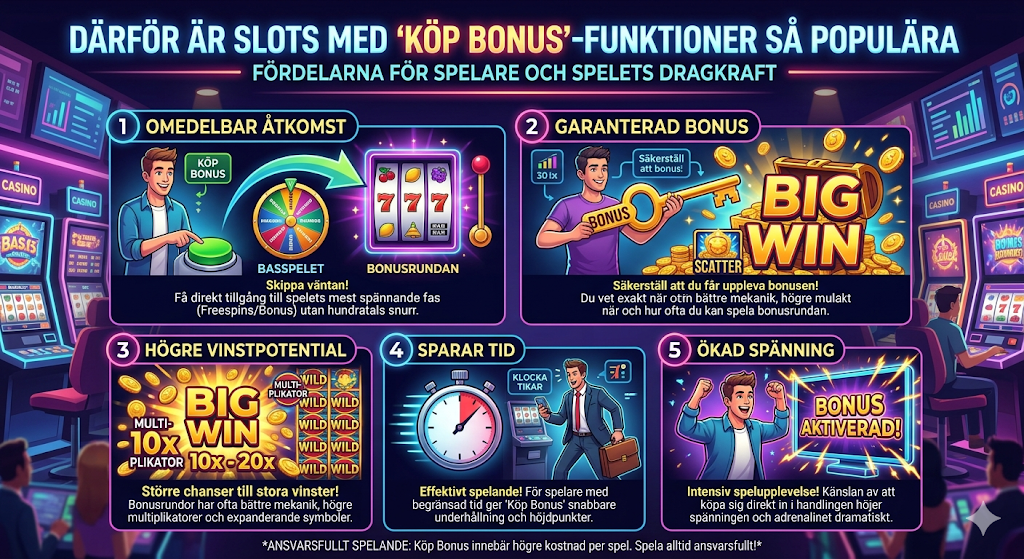 Fördelar med bonus buy slots – direkt bonus, hög vinstpotential och snabbare spel