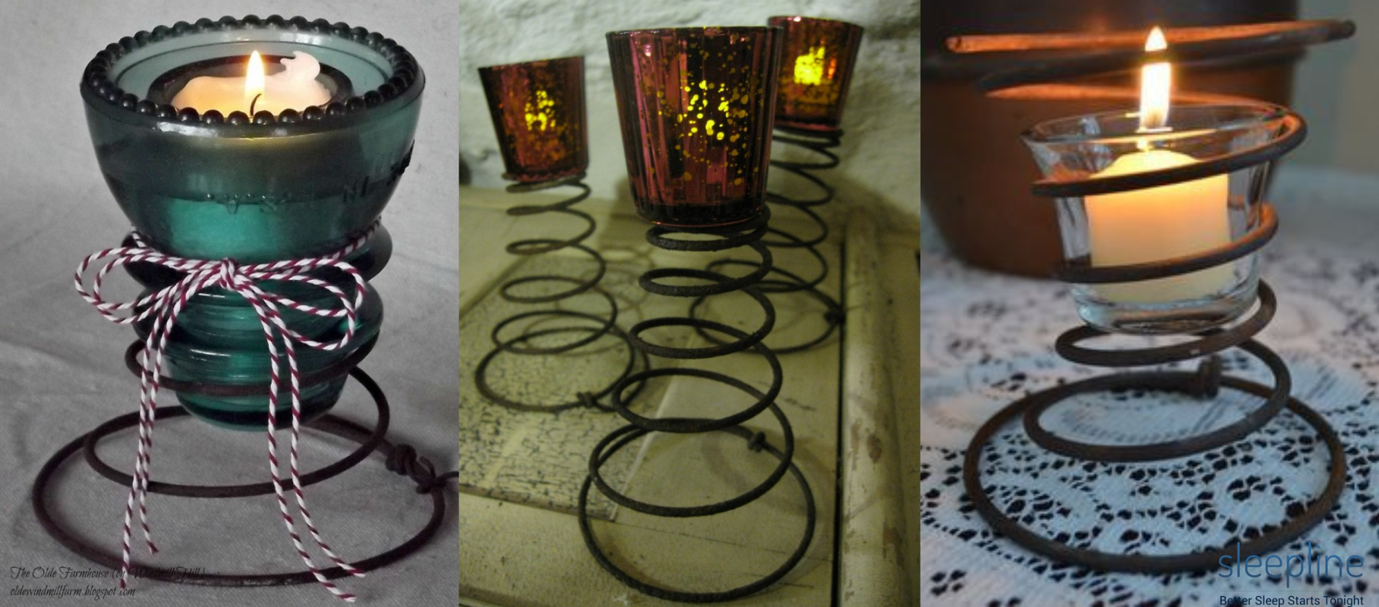 DIY candle holders made out of old bed springs