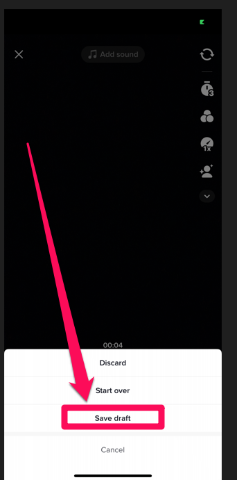 Image showing how to save drafts on TiktTok
