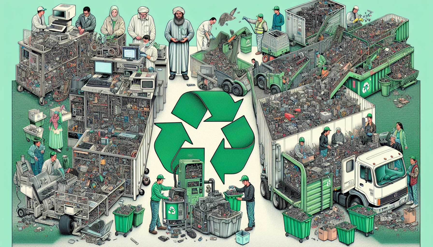 Illustration of e-waste recycling options