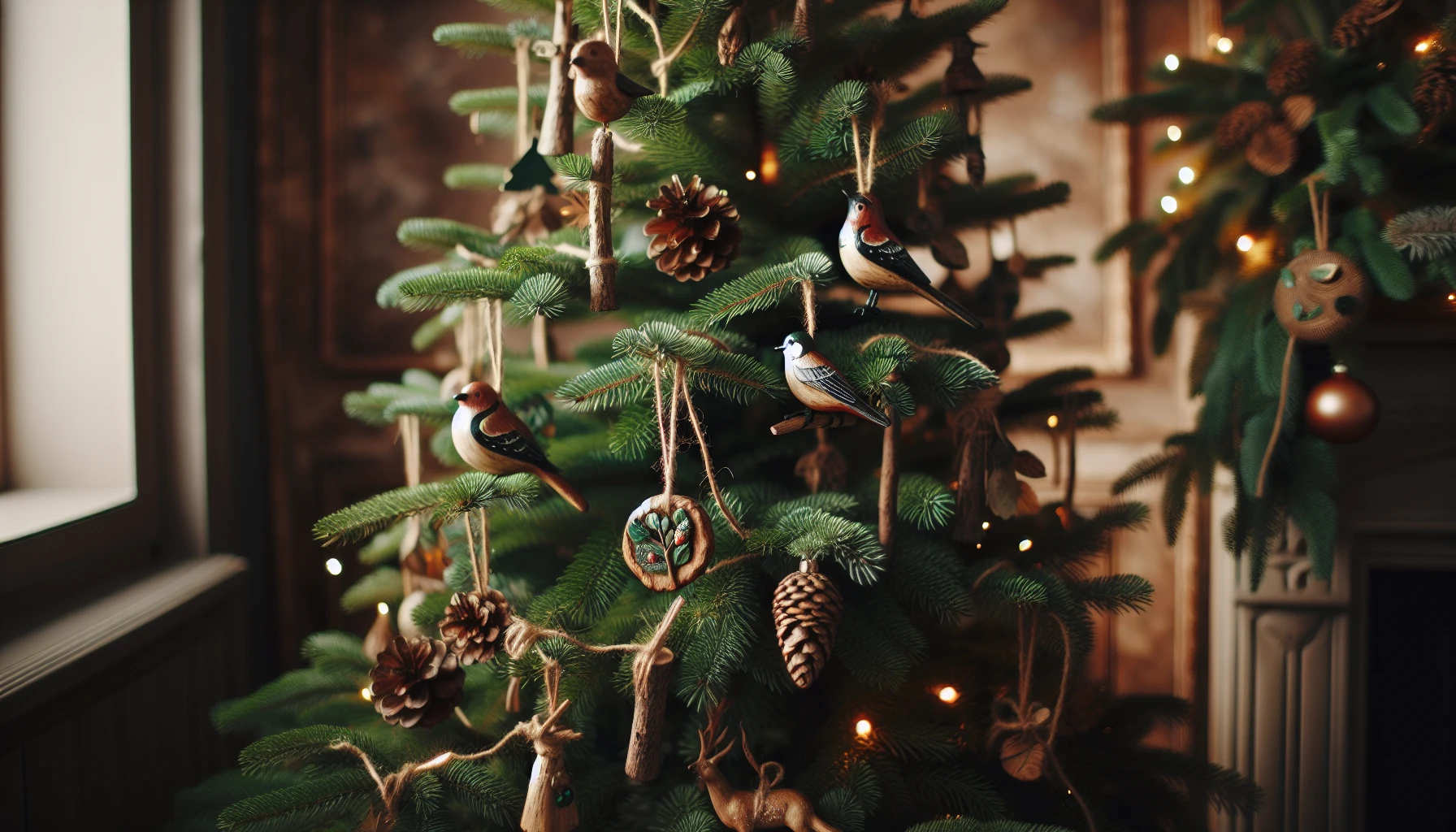 Embrace the beauty of nature with woodland ornaments, green touches, and rustic charm