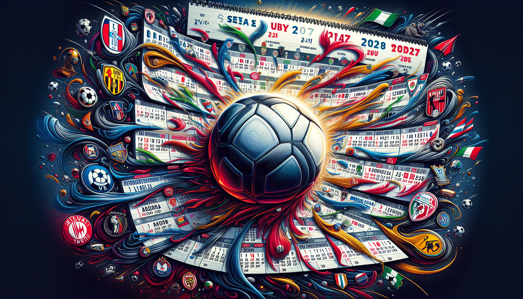 Illustration depicting key fixtures and derby dates in the Serie A schedule.