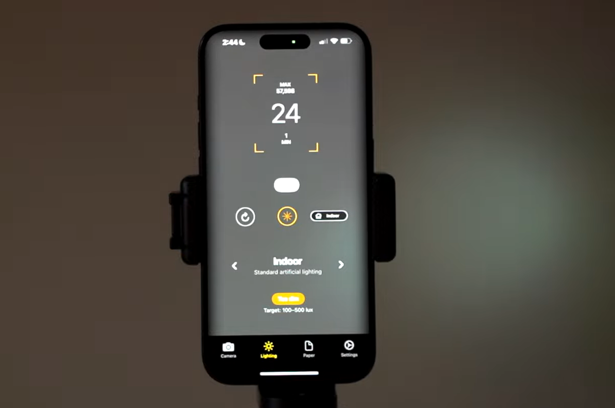 lux meter app reading for Olight Arkfeld