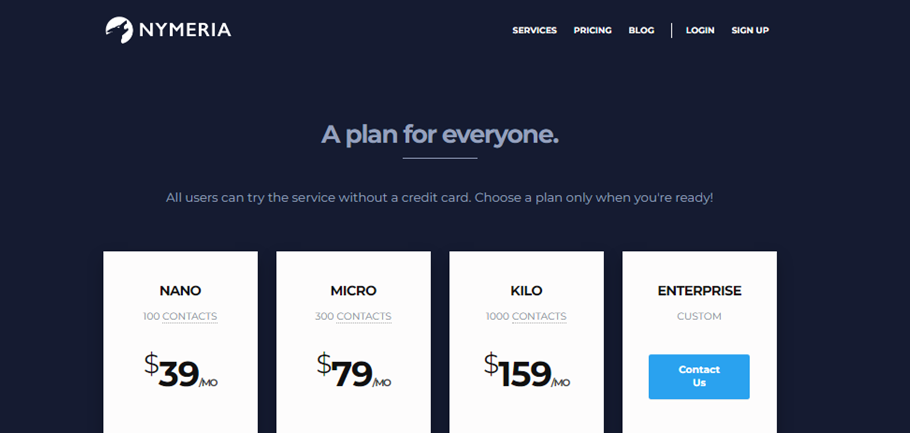 Source: https://www.nymeria.io/pricing