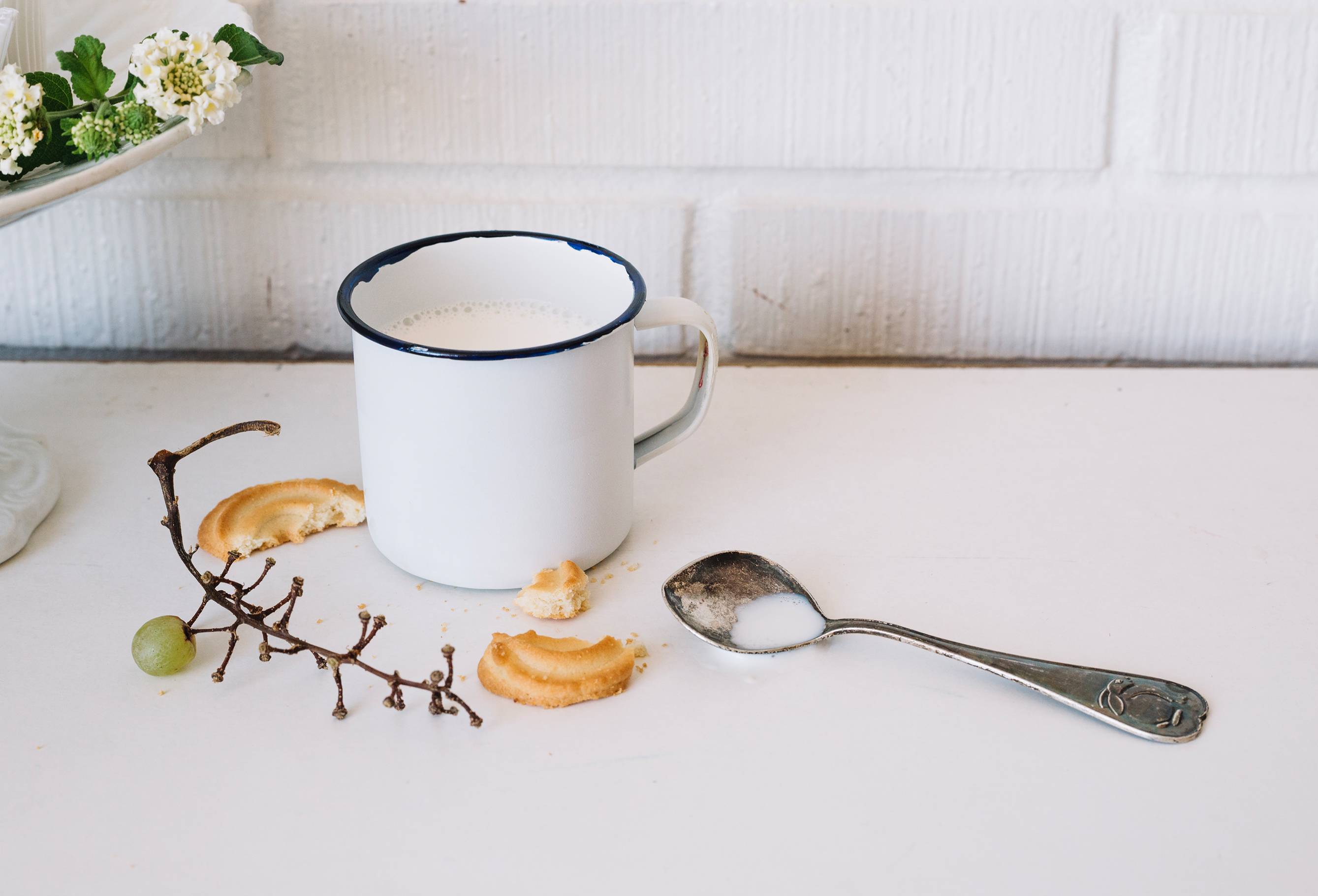 white metal mug