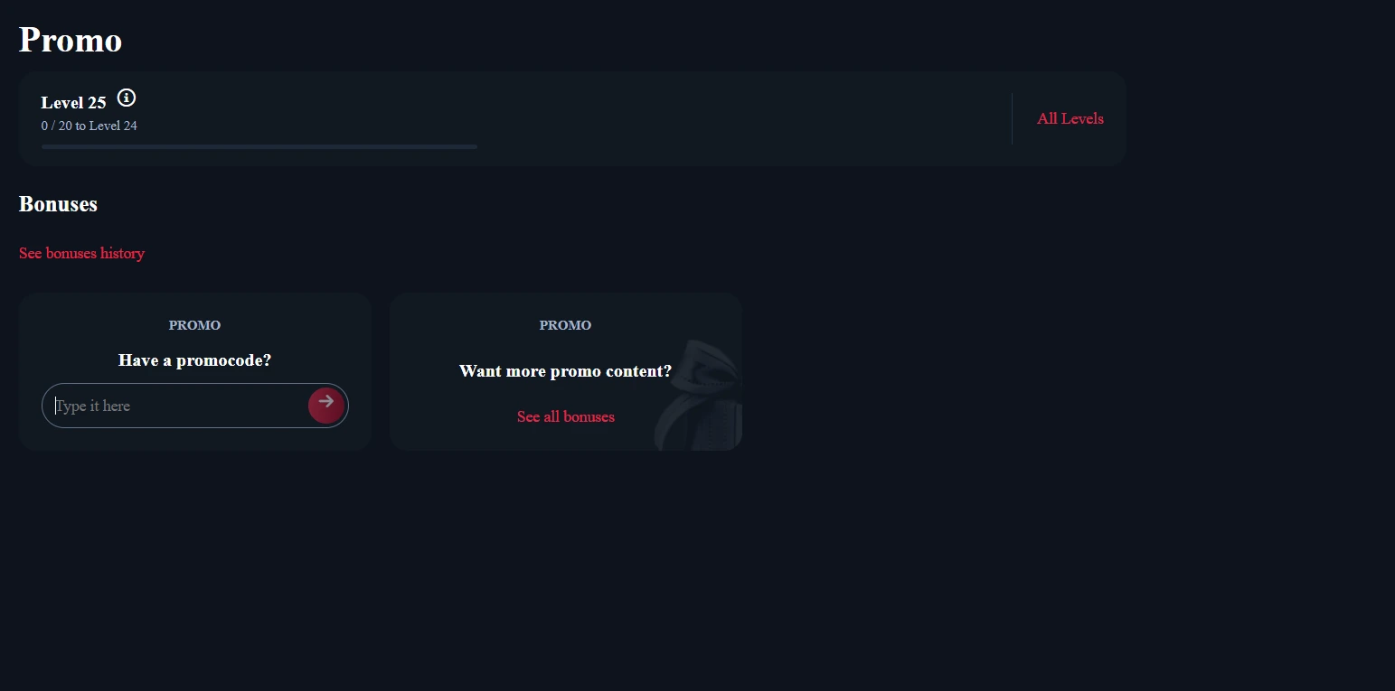 Winorio online casino bonuses dashboard