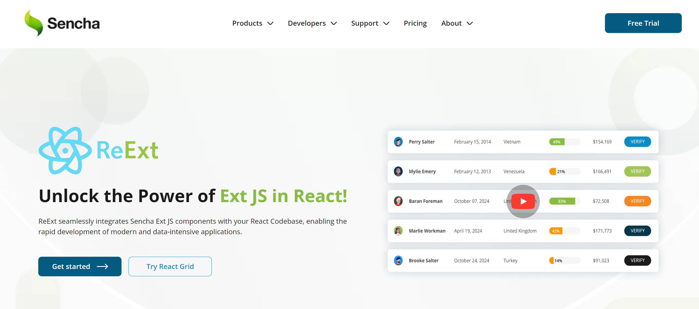 ReExt web app framework with latest version one file