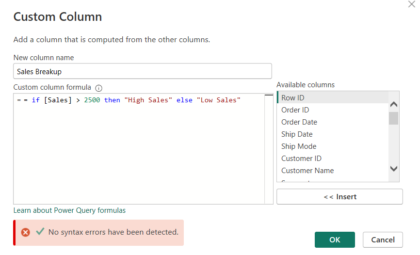 Data Comparision using Custom Column IF statements