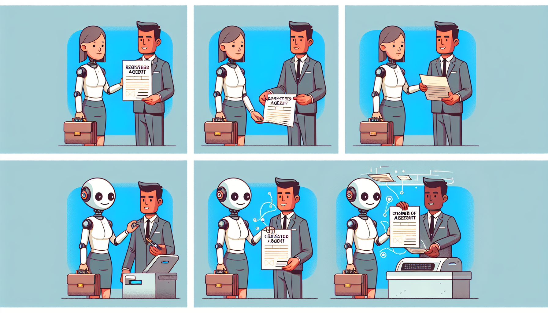 Illustration of filing a 'Change of Registered Agent' form