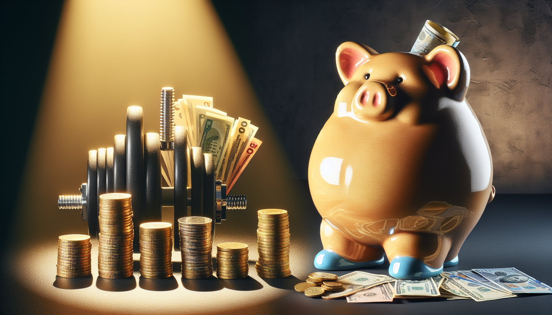 Comparison of monthly fee and money in a piggy bank