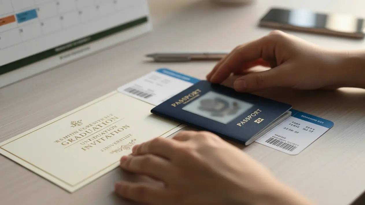 Aligning a flight itinerary with the exact graduation or convocation date for visa submission