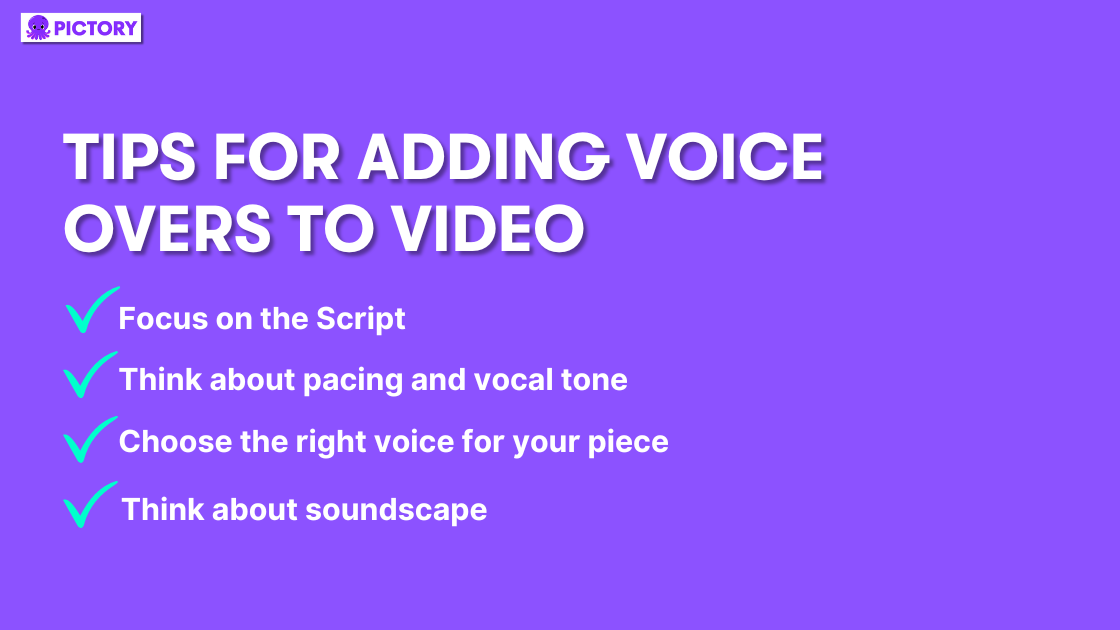 Top Tips for Adding Voice Overs to Video infographic