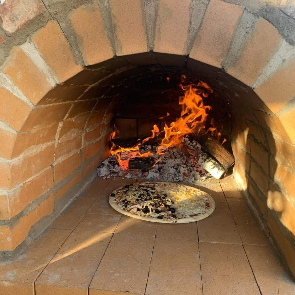 A brick pizza oven