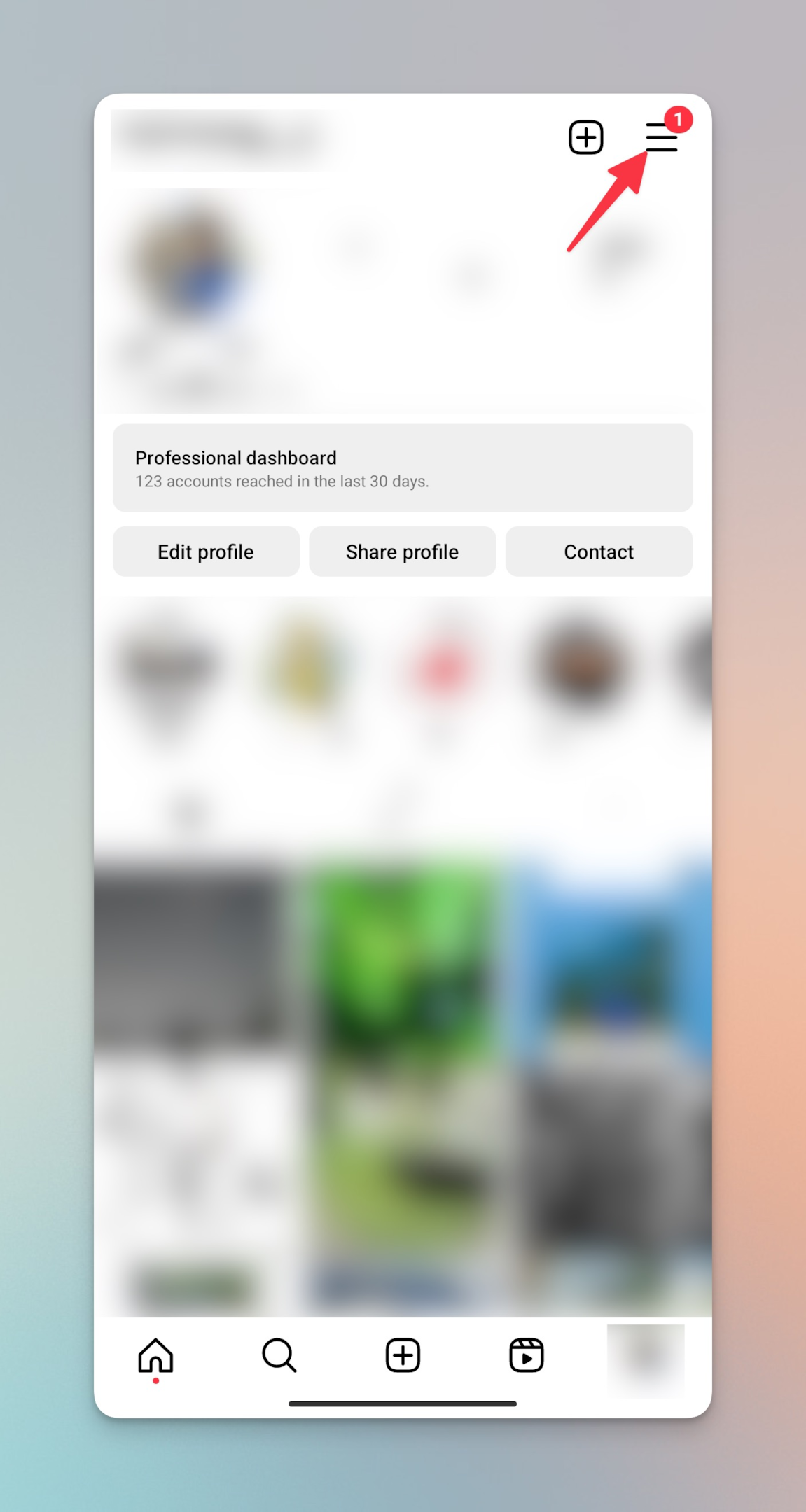 Remote.tools is pointing to hamburger menu on Instagram profile to switch to private mode on Instagram