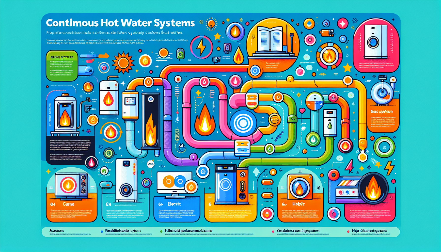 An infographic comparing different types of continuous hot water systems.