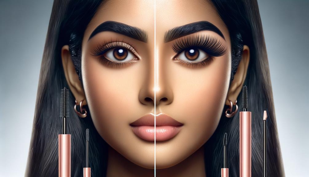 a before-and-after comparison of a woman's eyelashes, with the first image showing straight lashes and the second displaying dramatically lifted ones, signifying the effectiveness of Wimpernlifting-sets