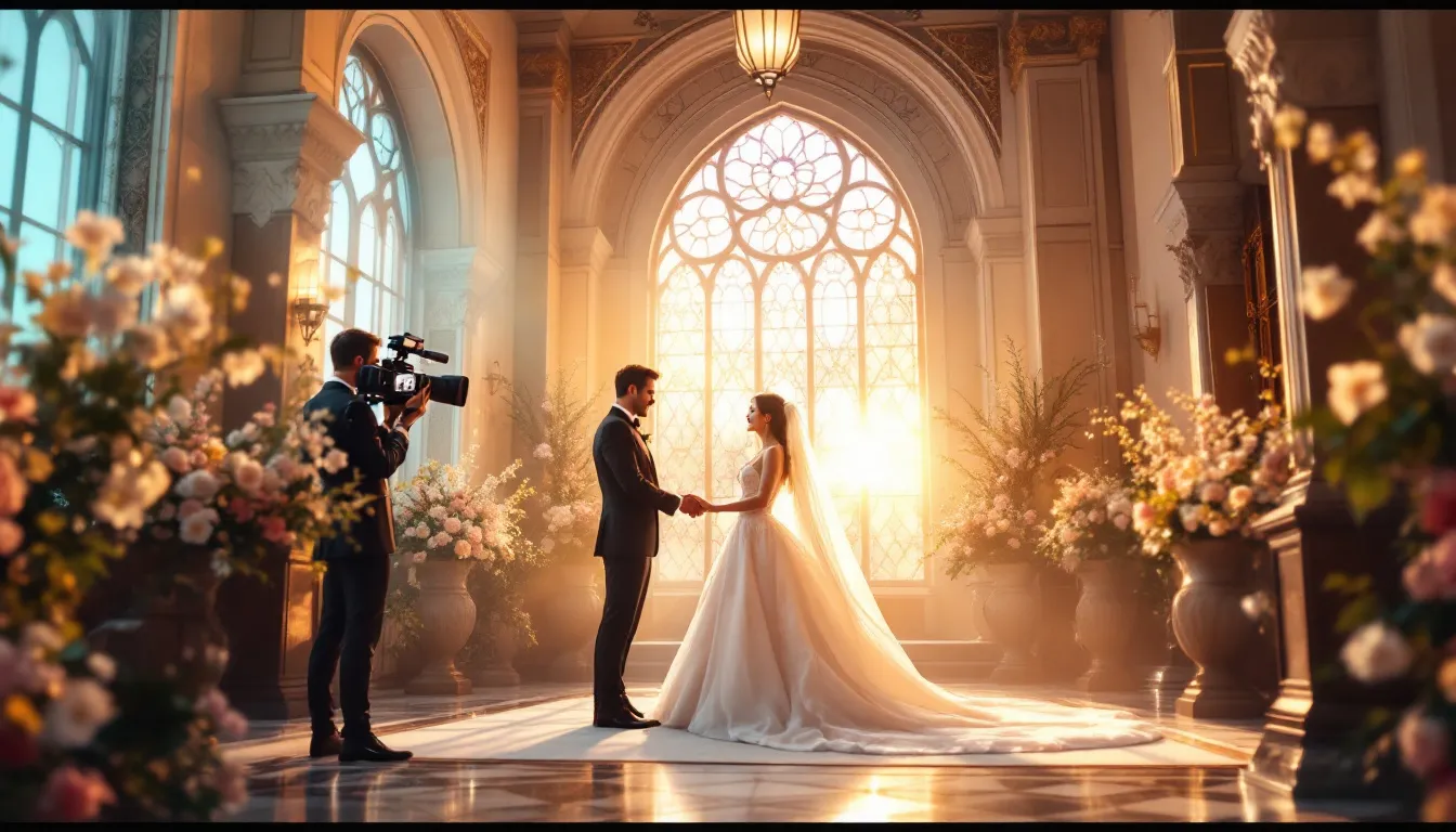 A wedding videographer capturing key moments during a wedding ceremony, highlighting the importance of experience in videography.