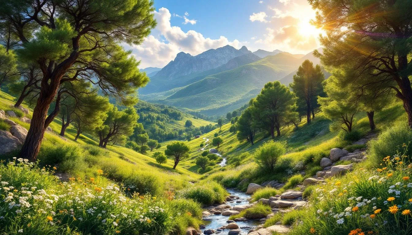 Dolina Motyli w Rodos, pełna zieleni i przyrody.