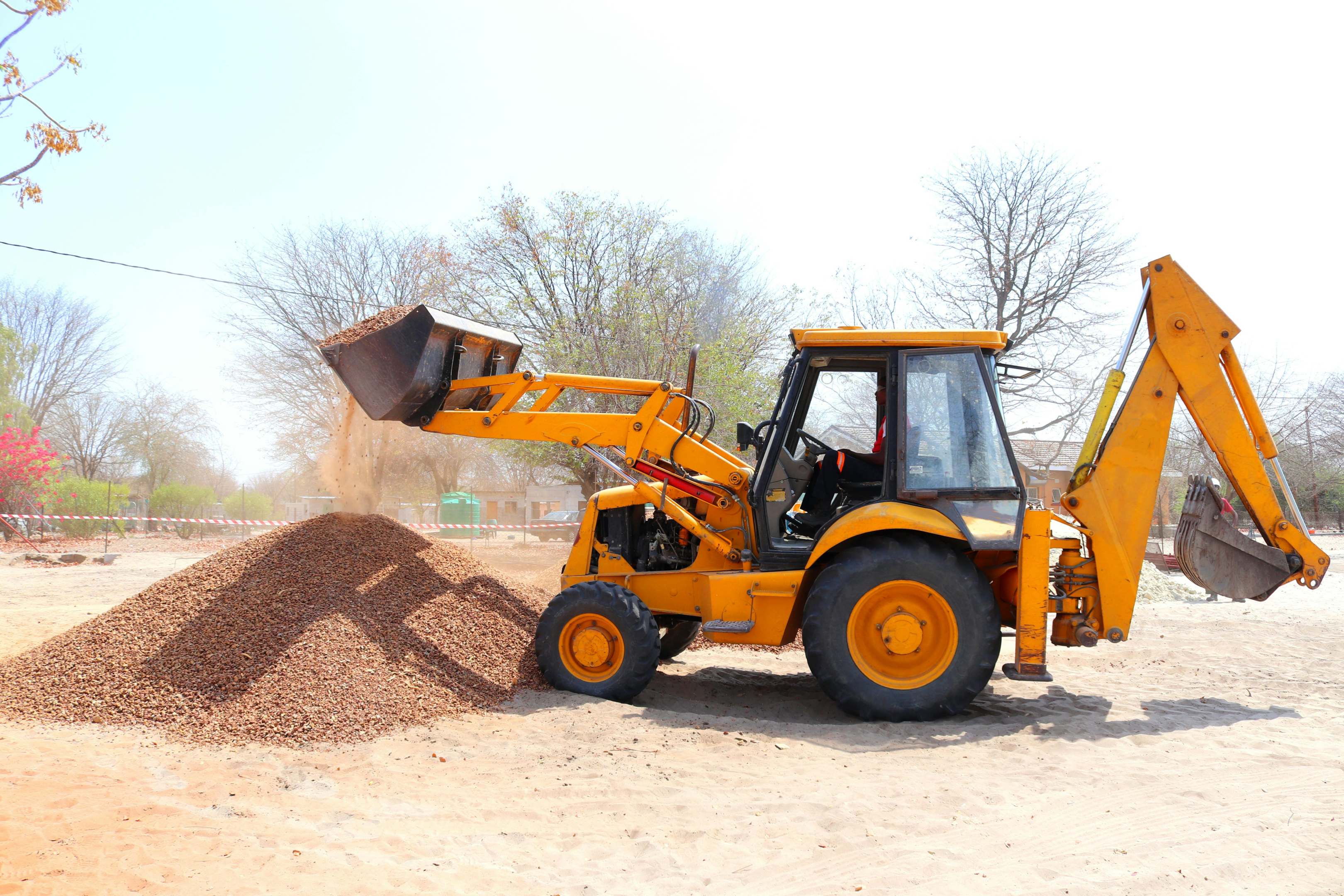 A backhoe doing construction work.