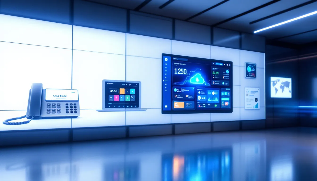 A visual guide to choosing the right remote phone system for businesses, featuring various options.