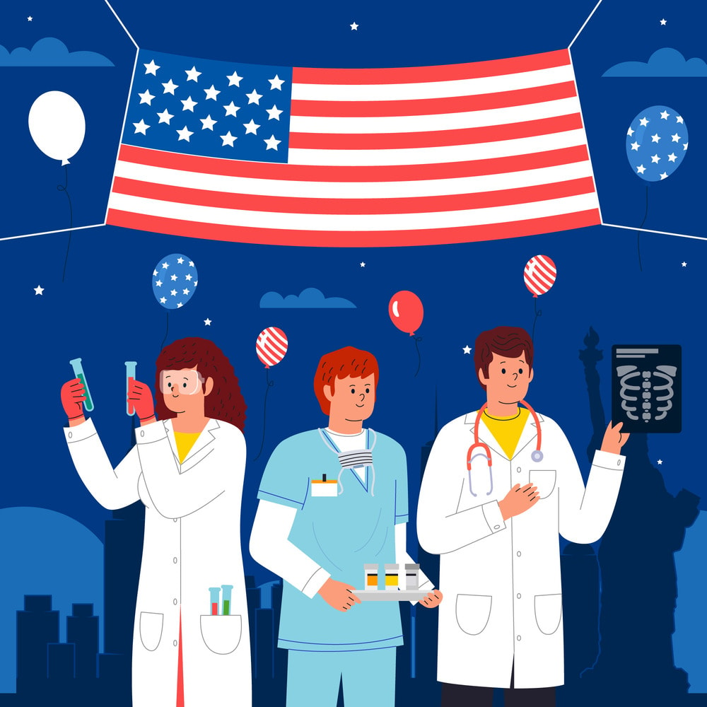 health professional images with US flag