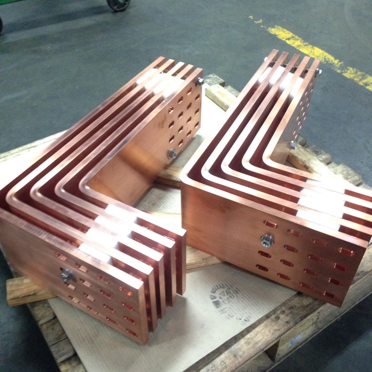 drilled and bent copper busbar