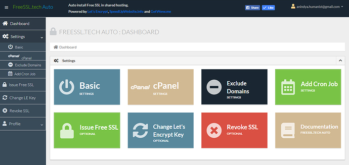 Let's Encrypt dahsboard