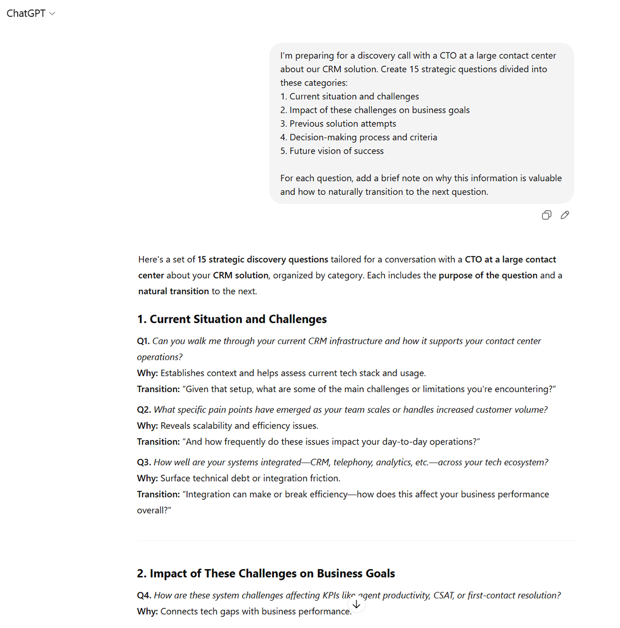 Discovery call questions framework for sales meetings