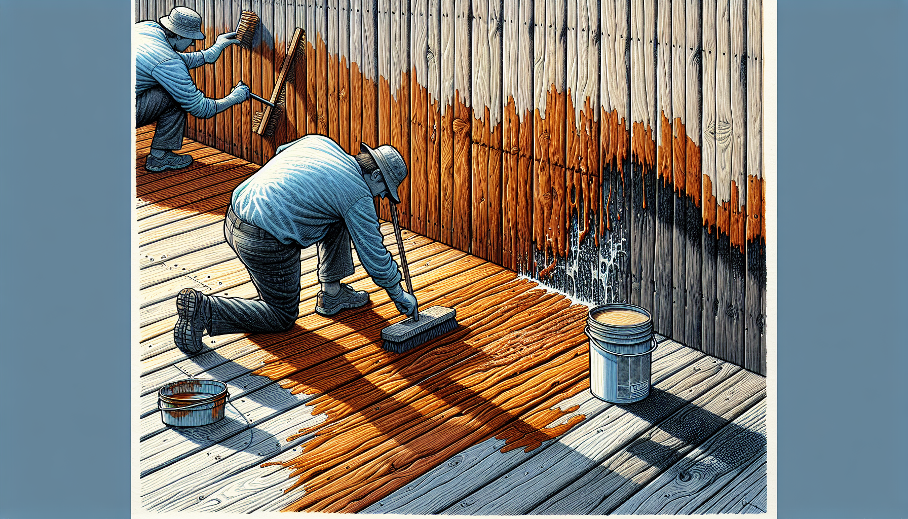Routine cleaning and maintenance of a stained deck and fence