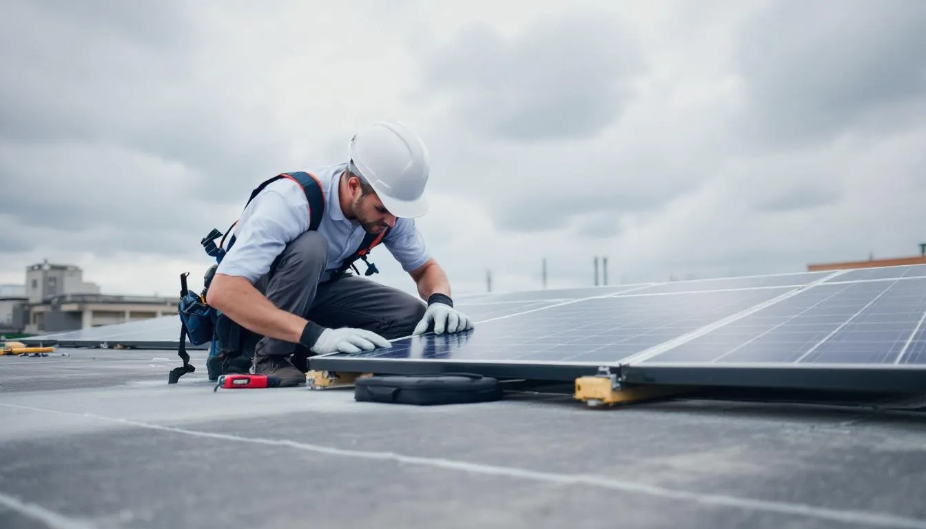 Een monteur is bezig met het installeren van harmonicadeur panelen, waarbij hij aluminium en kunststof vouwwanden monteert voor een strakke uitstraling en maximale lichtinval in de woonkamer. De installatie biedt een brede doorgang en betere isolatie, ideaal voor een terras of veranda.