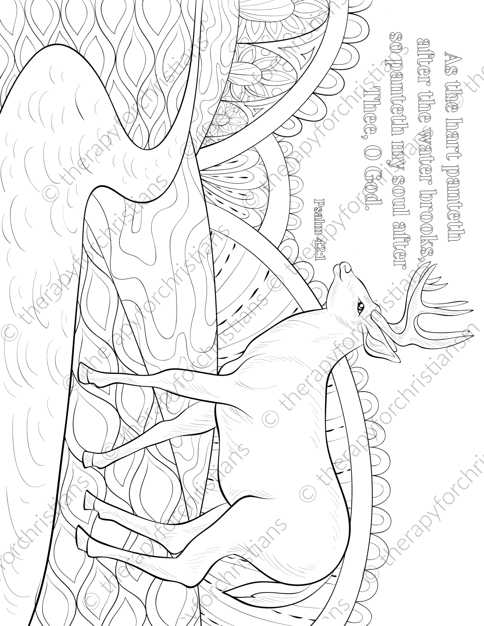 Psalm 42:1 Coloring pages for adults 