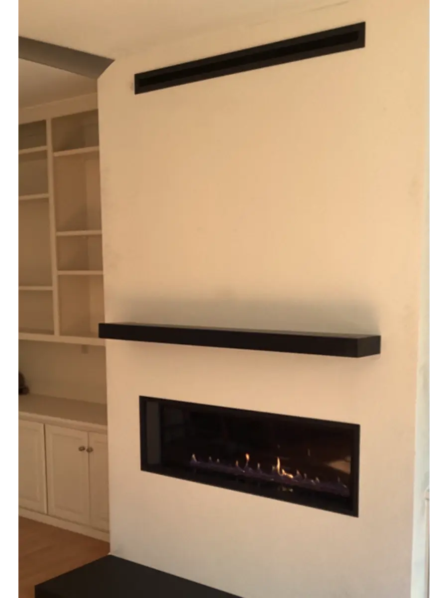 Valor Cool Wall system with a Stoll Metal box beam mantel