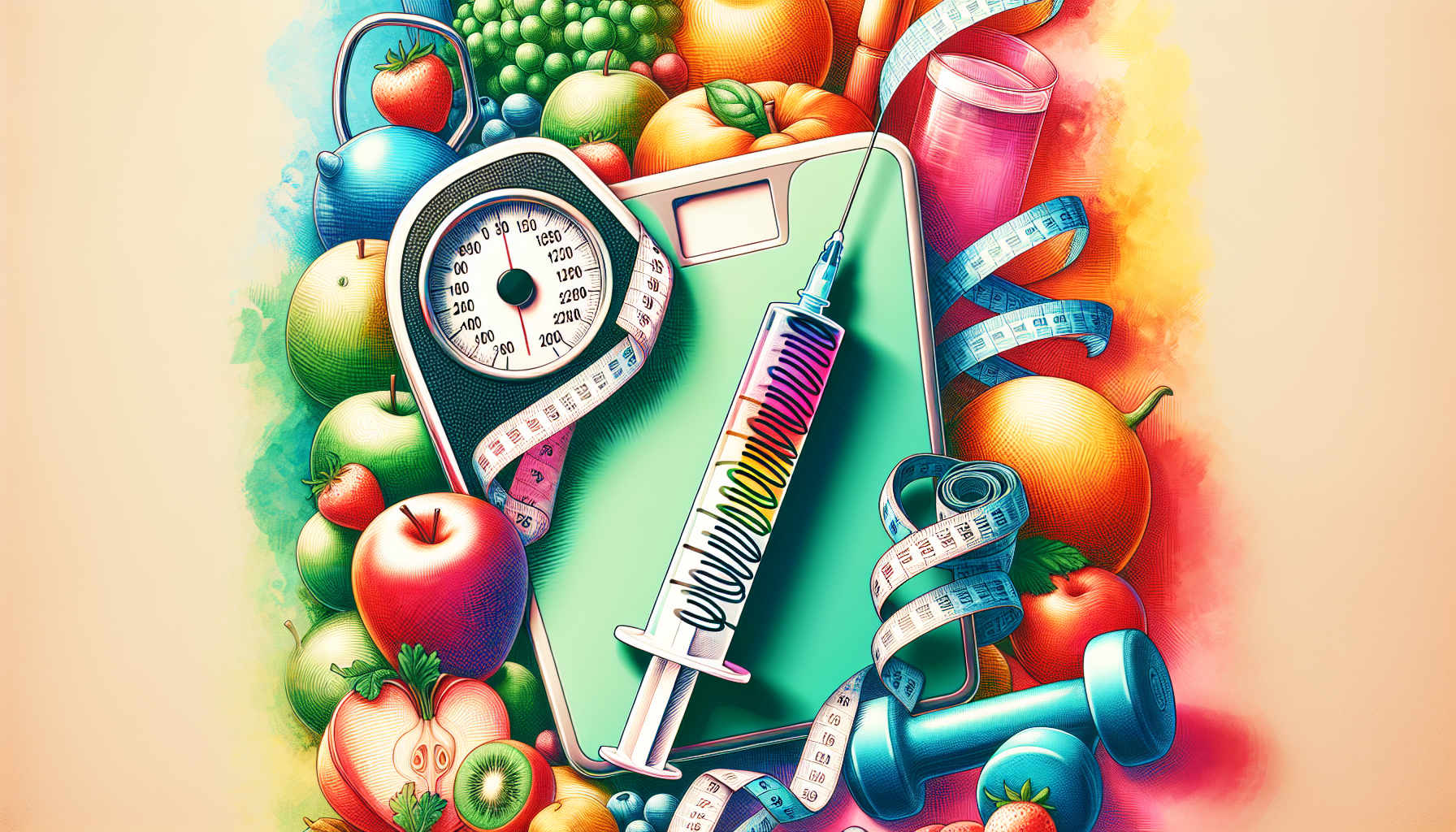 An illustration showing the concept of semaglutide as a weight loss treatment.