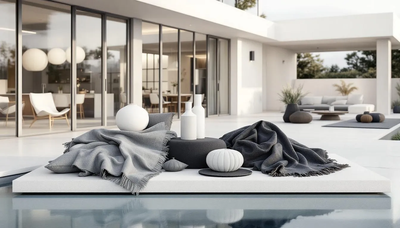 Key features of mold resistant textiles displayed in an outdoor setting.