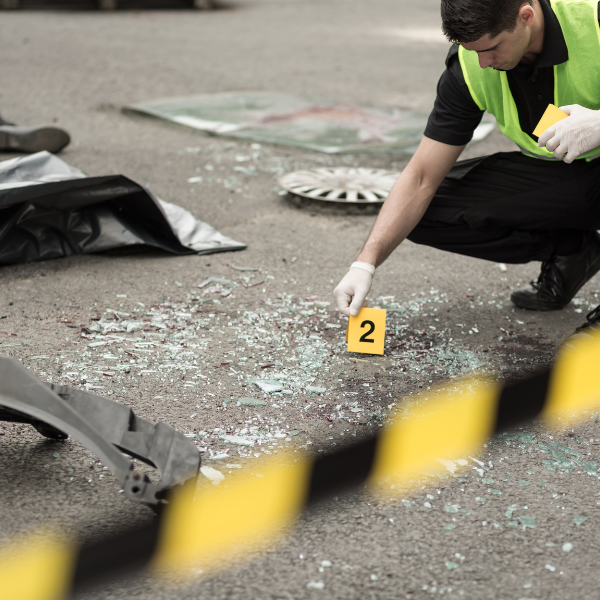 Image showing investigators examining a truck accident scene in Duluth.