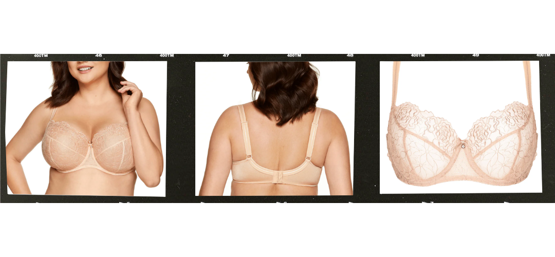 Gorteks Pamela Polish Bra shown in front, back, and fit views highlighting full-bust support and construction