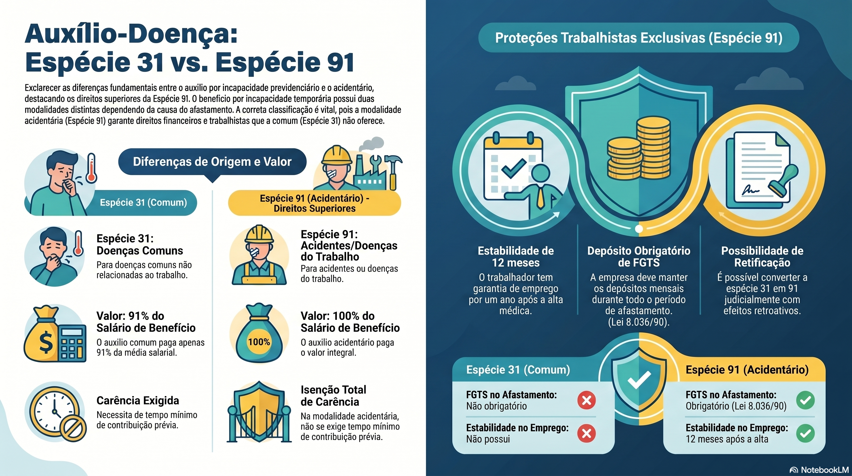 Qual &eacute; a diferen&ccedil;a entre o aux&iacute;lio por incapacidade tempor&aacute;ria previdenci&aacute;rio e o acident&aacute;rio?