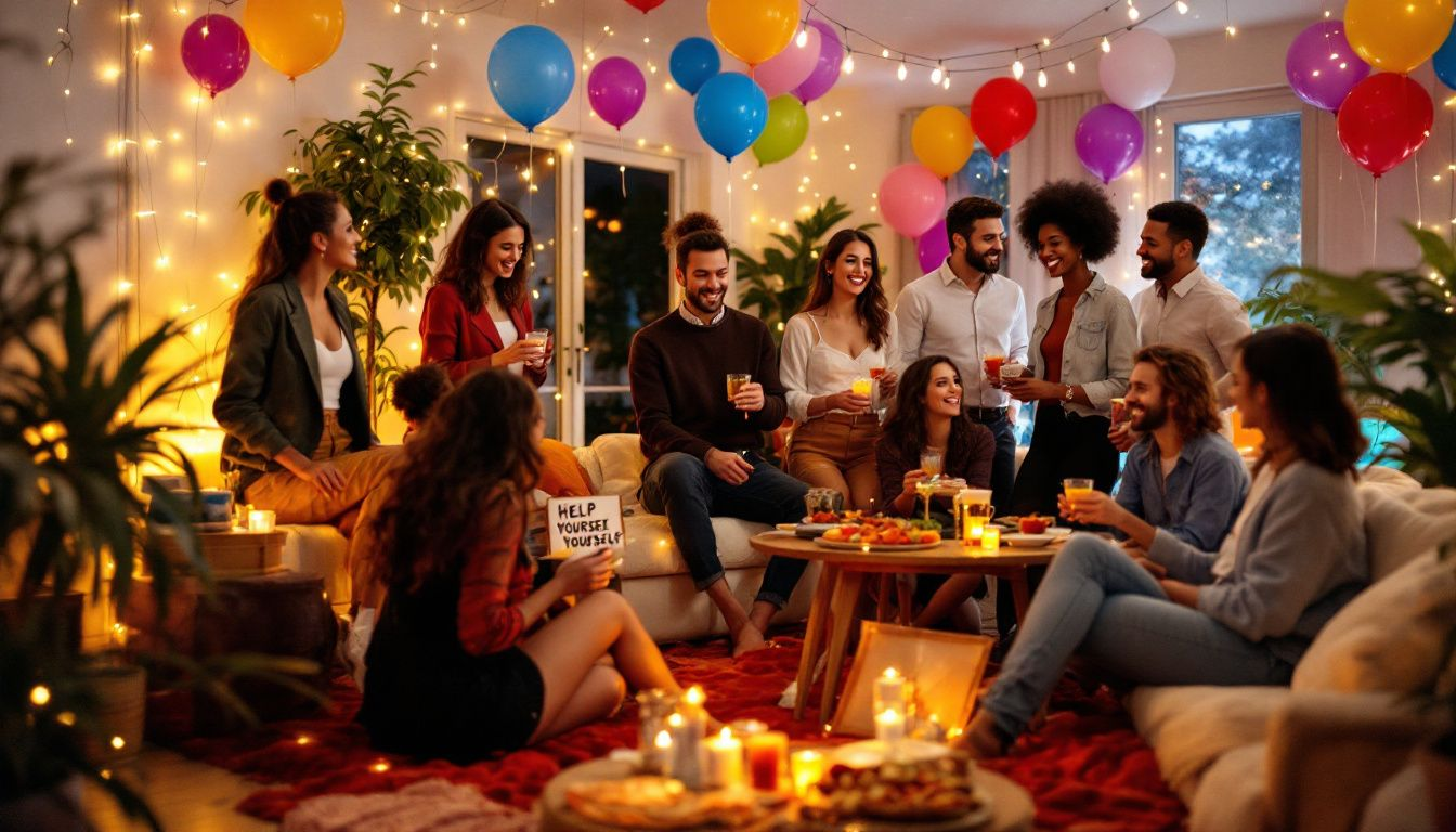 Creating Safe and Enjoyable Intimate Play Parties: A Comprehensive Guide 2 - Consent Culture A vibrant intimate gathering showcasing party guests enjoying themselves.