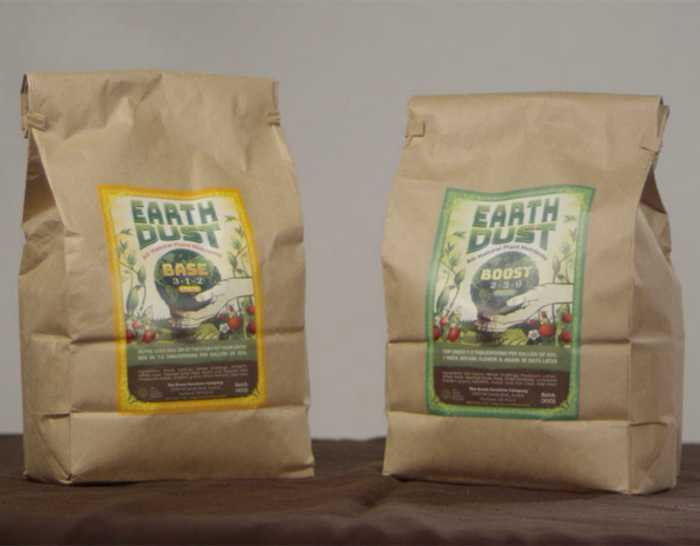 Earth Dust Base and Boost soil amendments are derived from organic compost and can be used as bagged compost for your vegetable garden or indoor plant.